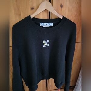 Off White Women's Black Floral Arrows Crew Neck Sweatshirt Size Medium
